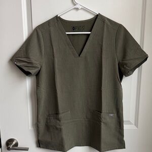 Figs Women’s  Deep Olive V-Neck Scrub Top